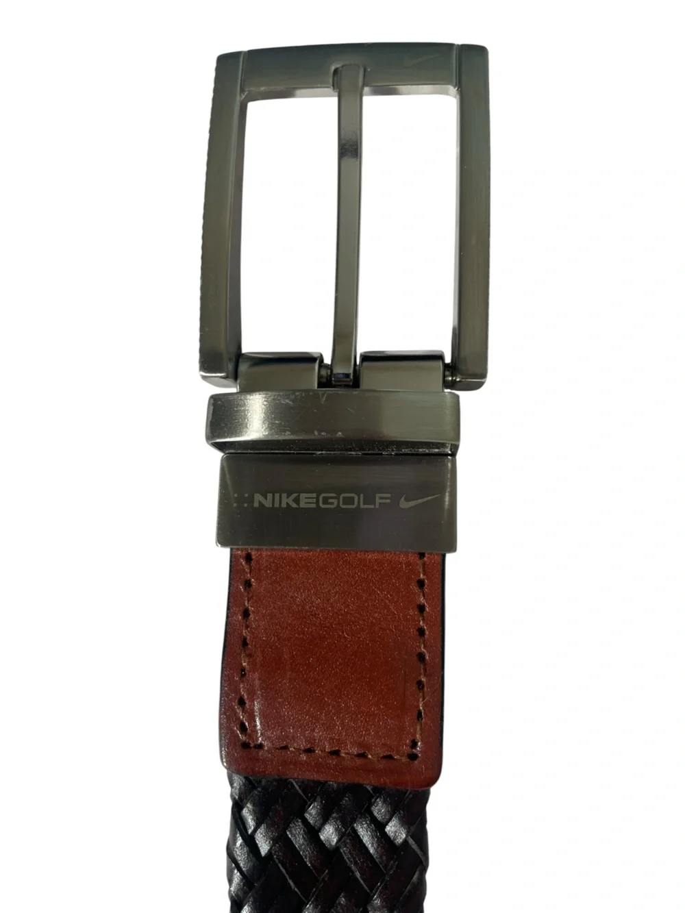Nike Men’s Reversible Braided Woven Leather Belt Brown/Black Golf 46